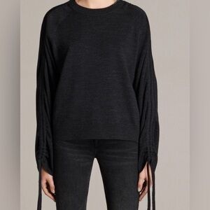 All Saints Charcoal Gray Merino Wool Ero Jumper Sweater